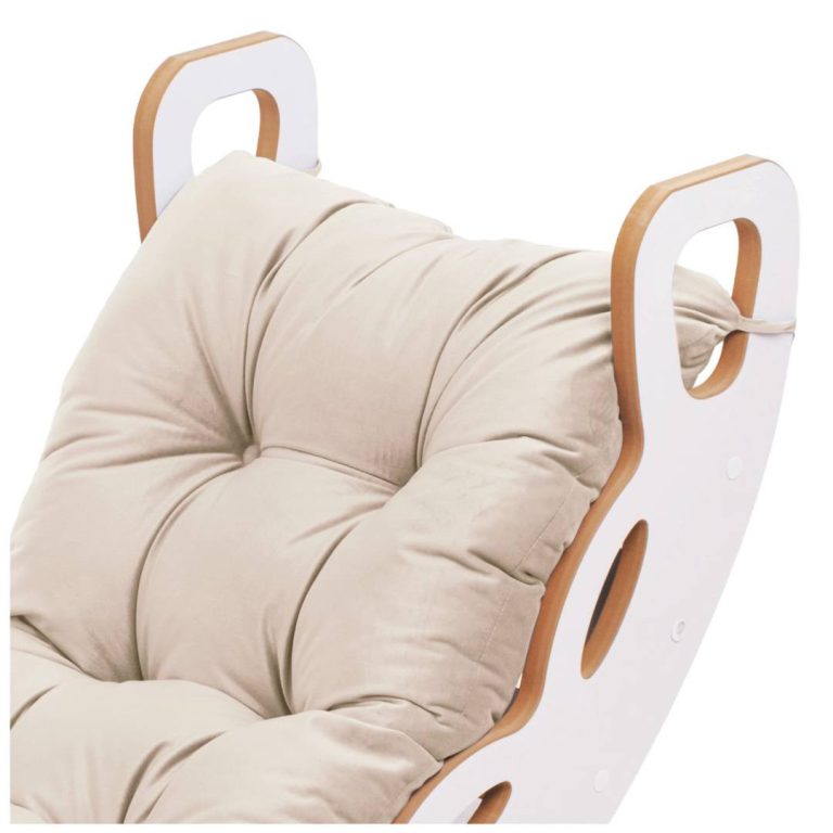Plush Nest Mala Ljuljačka 4 U 1 Ljuljačka + Zid Za Penjanje/tobogan + Jastuk (bež/zlatni Baršun), Bijela Vuna 4