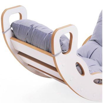 Plush Nest Mala Ljuljačka 4 U 1 Ljuljačka + Zid Za Penjanje/tobogan + Jastuk (lila Baršun), Bijela Drvena P 10