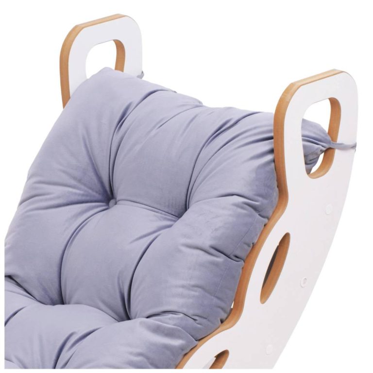 Plush Nest Mala Ljuljačka 4 U 1 Ljuljačka + Zid Za Penjanje/tobogan + Jastuk (lila Baršun), Bijela Drvena P 8