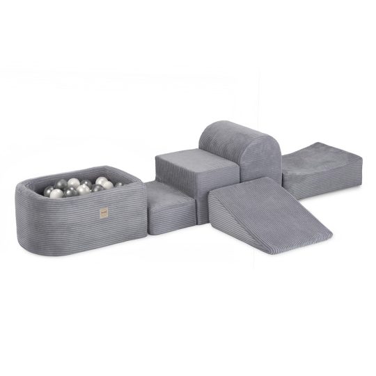 Plush Nest Mini Igralište (+bazen I 100 Loptica), Sivo, Vrhunski Kord (biserna I Srebrna) 1
