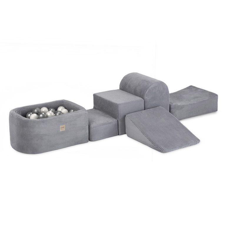 Plush Nest Mini Igralište (+bazen I 100 Loptica), Sivo, Vrhunski Kord (biserna I Srebrna) 1