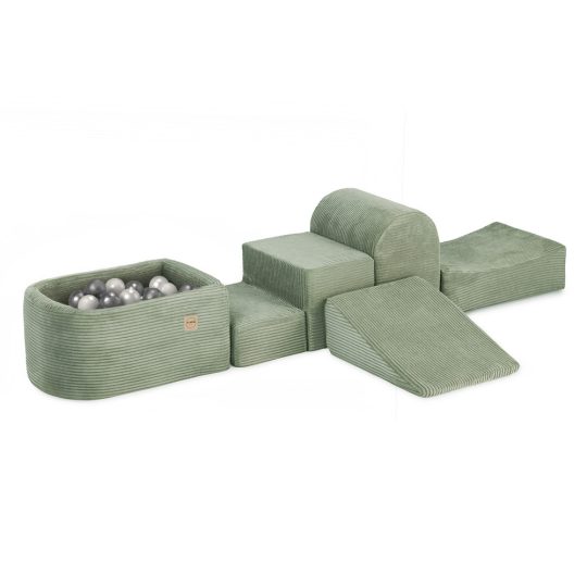 Plush Nest Mini Igralište (+bazen I 100 Loptica), Zeleno, Vrhunski Kord (biserna I Srebrna) 1