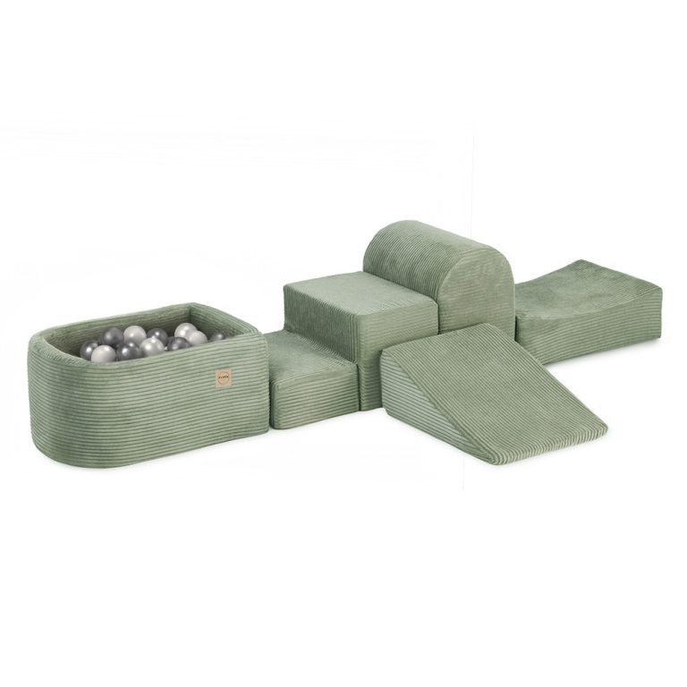 Plush Nest Mini Igralište (+bazen I 100 Loptica), Zeleno, Vrhunski Kord (biserna I Srebrna) 1