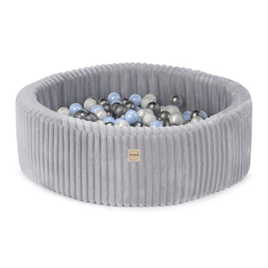 Plush Nest Suhi Bazen, Okrugli, 90x30 Cm, Sivi, Puffy Lamell (+200 Bisernih Kuglica, Svijetloplava, Srebrna) 1