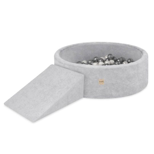 Plush Nest Suhi Bazen Za Igralište 90x30 S Trokutom (+200 Loptica: Biserne, Srebrne), Siva, Vrhunski Chenil 1