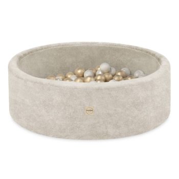 Plush Nest Suhi Bazen Za Igralište 90x30 S Trokutom (+200 Loptica: Biserne, Zlatne), Bež, Vrhunski Chenill 8
