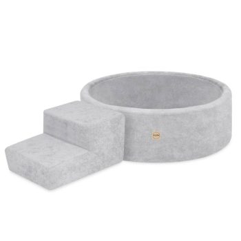 Plush Nest Suhi Bazen Za Igralište 90x30 Sa Stepenicom (+200 Loptica: Biserne, Srebrne), Siva, Vrhunski šenil 6