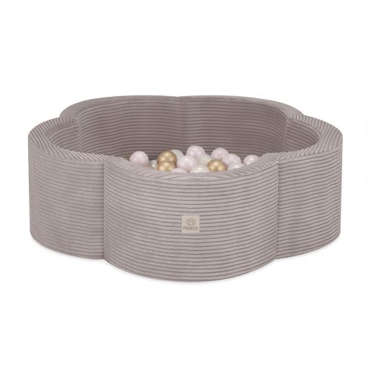 Plush Nest Suhi Cvjetni Bazen, 95x30, Bež, Vrhunski Kord, Cvjetna Zabavna Zona, 200 Kuglica: Biserne, Zlatne 1