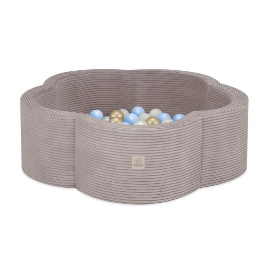 Plush Nest Suhi Cvjetni Bazen, 95x30, Bež, Vrhunski Kord, Cvjetna Zabavna Zona, 200 Kuglica: Biserne, Zlatne 1