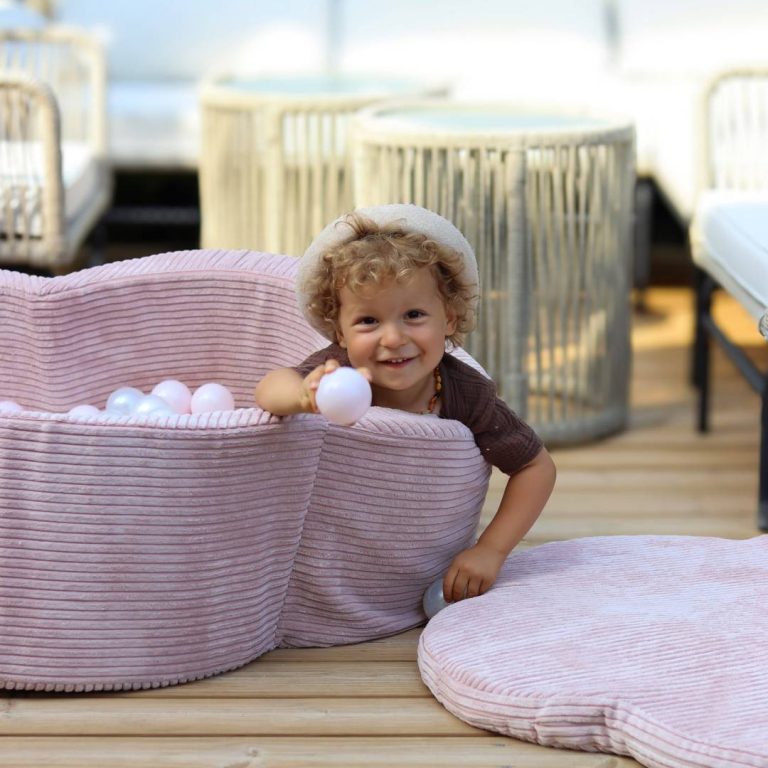 Plush Nest Suhi Cvjetni Bazen, 95x30, Bež, Vrhunski Kord, Cvjetna Zabavna Zona, 200 Kuglica: Biserne, Zlatne 2