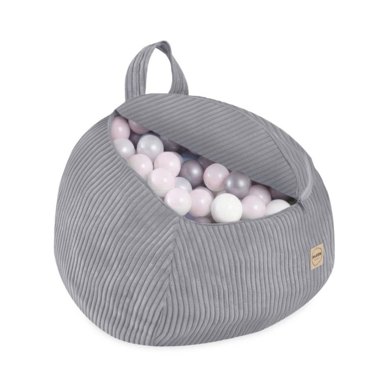 Plush Nest Vrećica Za Pohranu Igračaka I Plišanih Igračaka, Dječji Puf, Siva, Vrhunski Kord, Mini 6