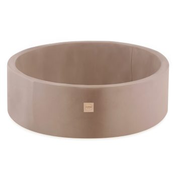 Plush Nest Bazen S Lopticama, Bež, Okrugli, Baršun, 90x30, 200 Loptica: Biserna, Zlatna, Svijetloplava 5