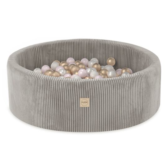 Plush Nest Bazen S Lopticama, Bež, Okrugli, Kord, 90x30, 200 Loptica: Biserna, Svijetlo Ružičasta, Zlatna 1
