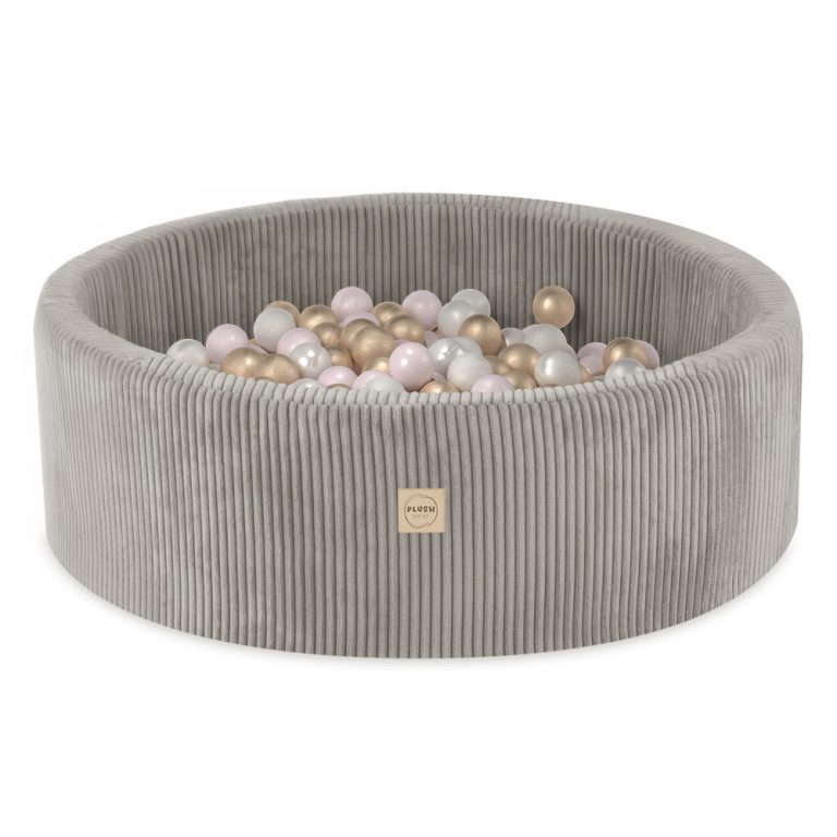 Plush Nest Bazen S Lopticama, Bež, Okrugli, Kord, 90x30, 200 Loptica: Biserna, Svijetlo Ružičasta, Zlatna 1