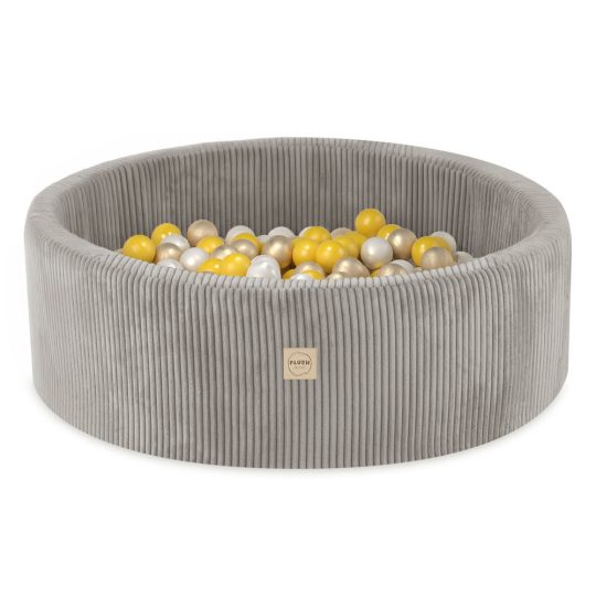 Plush Nest Bazen S Lopticama, Bež, Okrugli, Kord, 90x30, 200 Loptica: Biserna, žuta, Zlatna 1