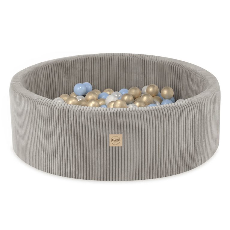 Plush Nest Bazen S Lopticama, Bež, Okrugli, Vrhunski Kord, 90x30, 200 Loptica: Biserna, Plava, Zlatna 1