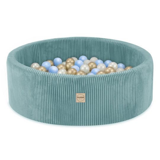 Plush Nest Bazen S Lopticama, Plavi, Okrugli, Vrhunski Kord, 90x30, 200 Loptica: Biserna, Svijetloplava, Zlatna 1