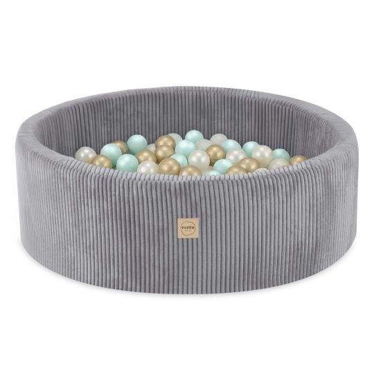 Plush Nest Bazen S Lopticama, Sivi, Okrugli, Vrhunski Kord, 90x30, 200 Loptica: Biserna, Mint, Zlatna 1