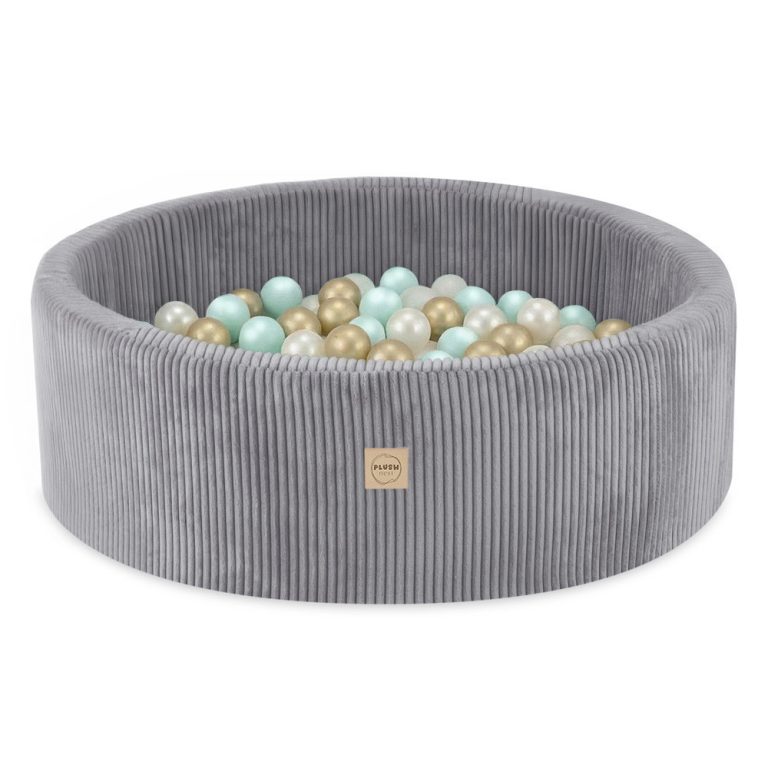 Plush Nest Bazen S Lopticama, Sivi, Okrugli, Vrhunski Kord, 90x30, 200 Loptica: Biserna, Mint, Zlatna 1
