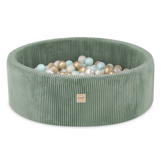 Plush Nest Bazen S Lopticama, Zeleni, Okrugli, Kord, 90x30, 200 Loptica: Biserna, Biserno Mentolna, Zlatna 1