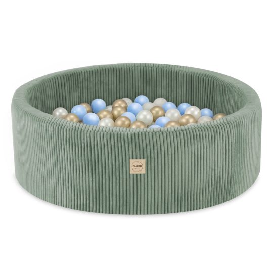 Plush Nest Bazen S Lopticama, Zeleni, Okrugli, Vrhunski Kord, 90x30, 200 Loptica: Biserna, Svijetloplava, Zlatna 1