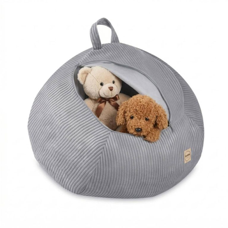Plush Nest Igračka I Torba Za Navlaku Za Plišanu Igračku, Dječji Puf, Siva, Vrhunski Kord 1
