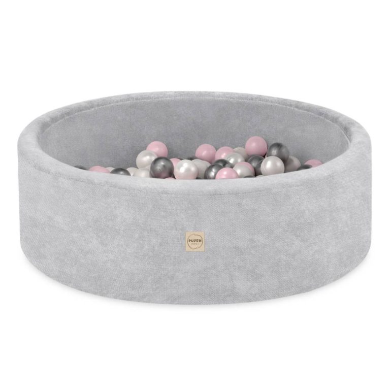 Plush Nest Okrugli Dječji Bazen 90x30 S Lopticama (200 Loptica: Biserna, Srebrna, Svijetlo Ružičasta), Siva, Prem 1