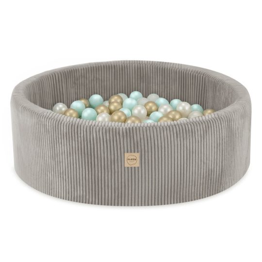 Plush Nest Okrugli Dječji Bazen 90x30 S Lopticama (200 Loptica: Biserna, Zlatna, Mint), Bež, Vrhunski Boja 1