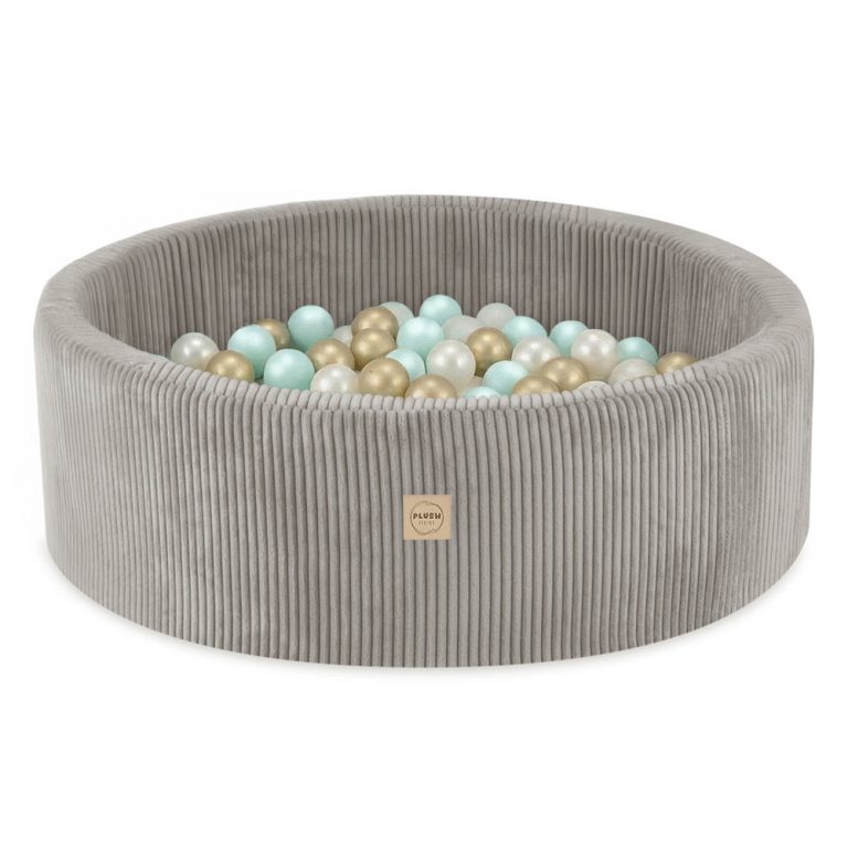 Plush Nest Okrugli Dječji Bazen 90x30 S Lopticama (200 Loptica: Biserna, Zlatna, Mint), Bež, Vrhunski Boja 1