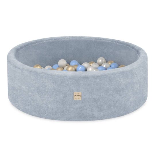 Plush Nest Okrugli Dječji Bazen 90x30 S Lopticama (200 Loptica: Biserne, Zlatne, Plave), Plava, Vrhunski Chen 1
