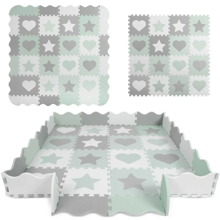 Podloga Za Slagalice Od Pjene Sivo Menta, 150 × 150 Cm, 16 Komada 3