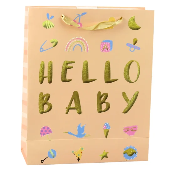 Poklon Vrećica Hello Baby, Breskvasta, 32 × 26 × 10 Cm 1
