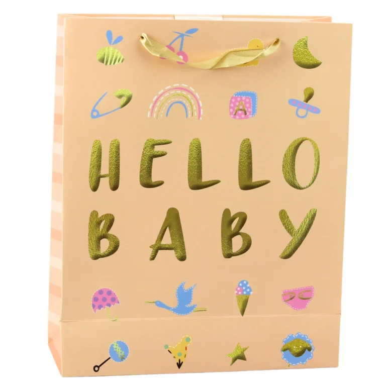 Poklon Vrećica Hello Baby, Breskvasta, 32 × 26 × 10 Cm 1
