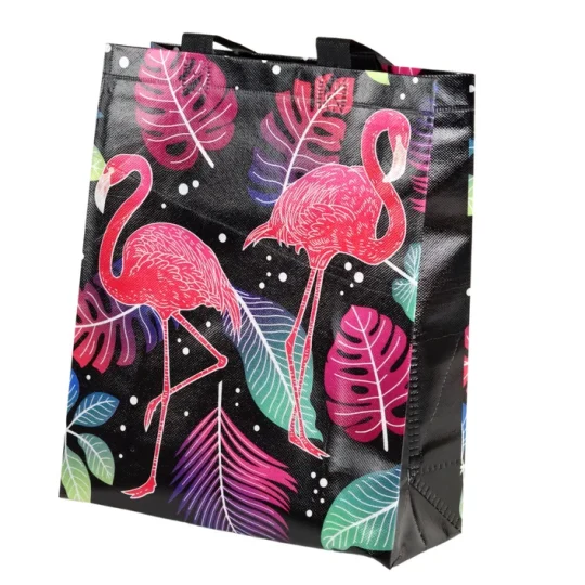 Poklon Vrećica Flamingosi Crna 30,5 × 24,5 × 10 Cm 1
