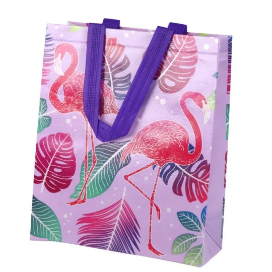 Poklon Vrećica Flamingosi Ljubičasta 30,5 × 24,5 × 10 Cm 1