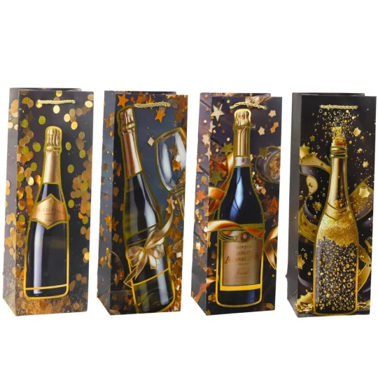 Poklon Vrećica Za Vino, Papirna Boca, šampanjac 35 X 12 X 9 Cm 1