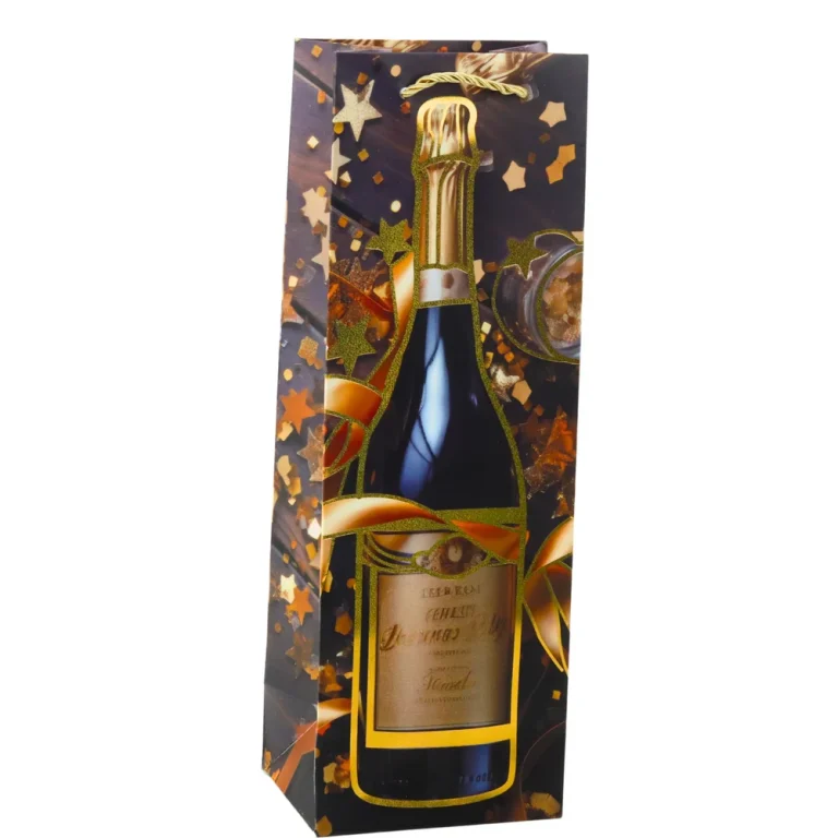 Poklon Vrećica Za Vino, Papirna Boca, šampanjac 35 X 12 X 9 Cm 4