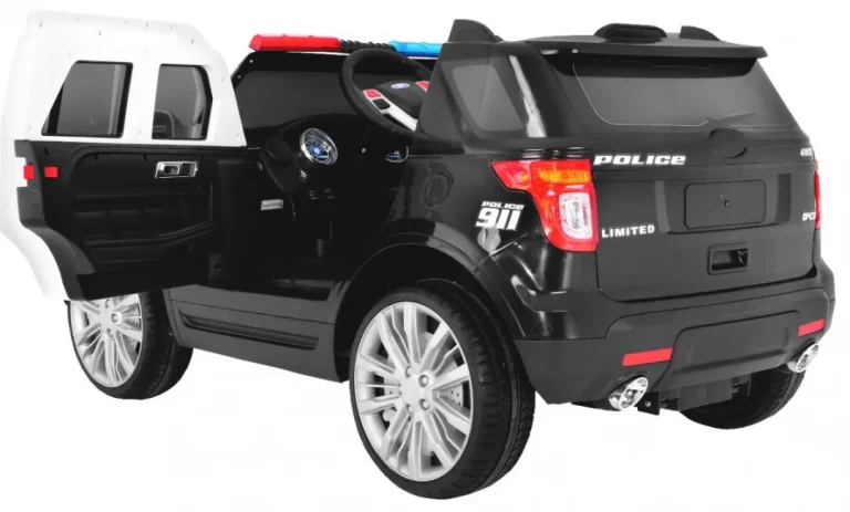 Policijski Suv Automobil Na Baterije Za Djecu + Sirene + Svjetla + Megafon + Daljinski, Crna 2