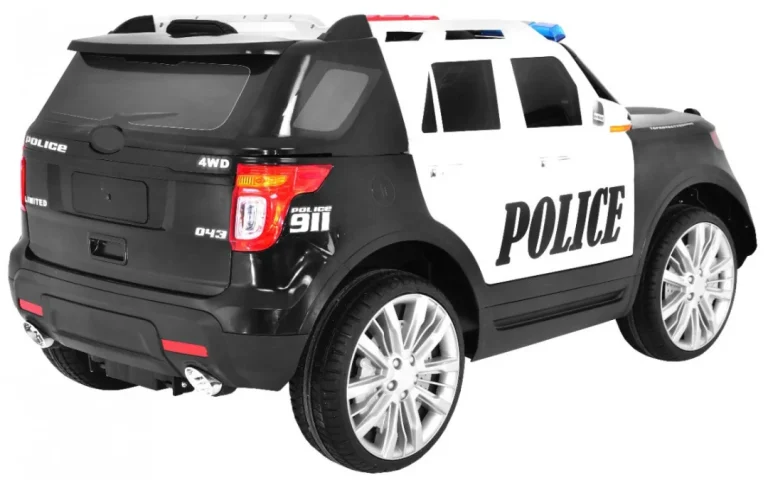 Policijski Suv Automobil Na Baterije Za Djecu + Sirene + Svjetla + Megafon + Daljinski, Crna 3
