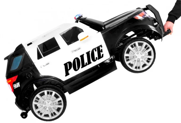 Policijski Suv Automobil Na Baterije Za Djecu + Sirene + Svjetla + Megafon + Daljinski, Crna 5