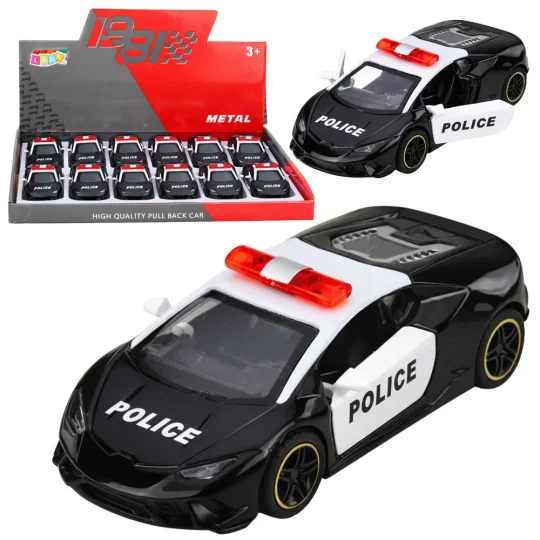 Policijski Automobil Sportski Automobil S Motoriziranim Metalnim Povlačenjem Crni 1:43 1