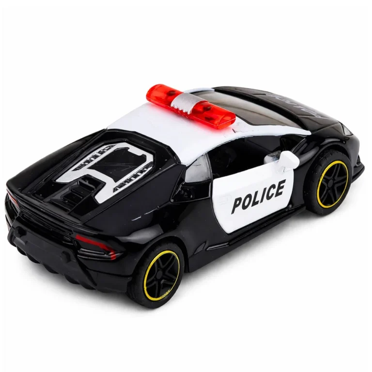 Policijski Automobil Sportski Automobil S Motoriziranim Metalnim Povlačenjem Crni 1:43 3