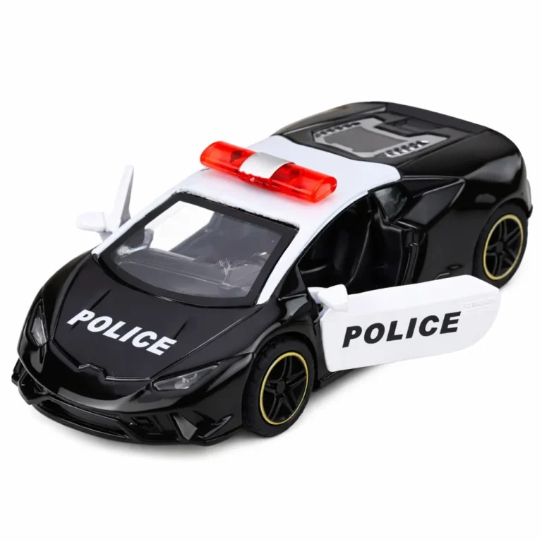 Policijski Automobil Sportski Automobil S Motoriziranim Metalnim Povlačenjem Crni 1:43 4