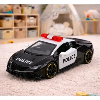Policijski Automobil Sportski Automobil S Motoriziranim Metalnim Povlačenjem Crni 1:43 5