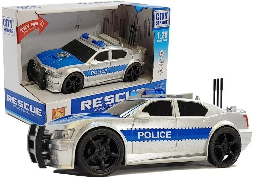 Policijski Automobil Na Baterije 1:20 Svjetla I Zvukovi Na Nanizanim Pločama, Srebrni 1