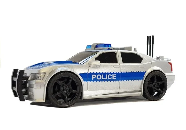 Policijski Automobil Na Baterije 1:20 Svjetla I Zvukovi Na Nanizanim Pločama, Srebrni 2