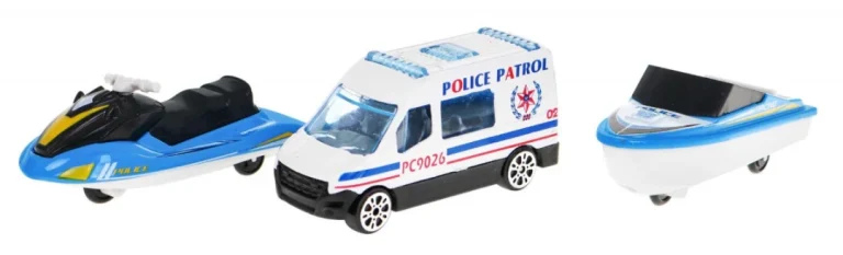 Policijski Brod 2 U 1 Za Djecu 3+ S 3 Vozila I Toboganima 8