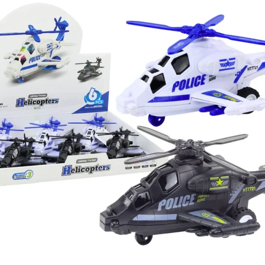 Policijski Helikopter Bijeli Ili Crni Pogon Trenja Svjetlo I Zvuk 1
