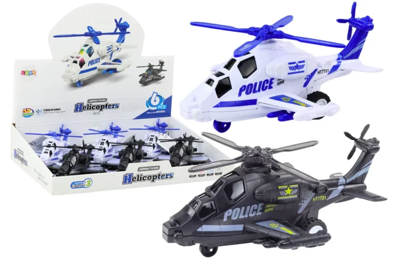 Policijski Helikopter Bijeli Ili Crni Pogon Trenja Svjetlo I Zvuk 1