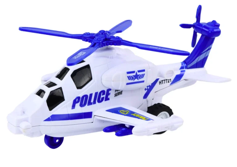 Policijski Helikopter Bijeli Ili Crni Pogon Trenja Svjetlo I Zvuk 2